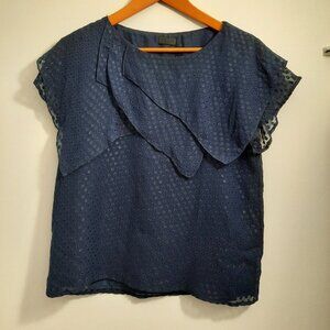 Wren Silk Top, Navy, Size S